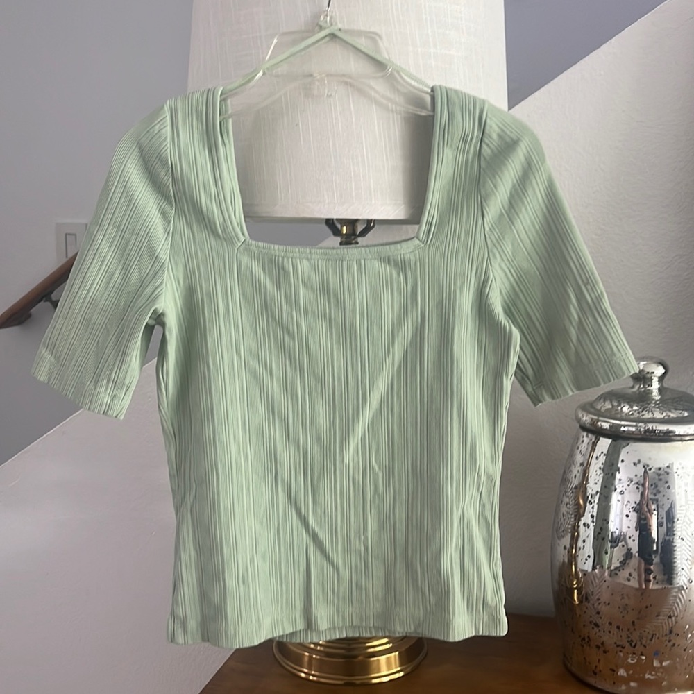 Sage green square neck line short sleeve top